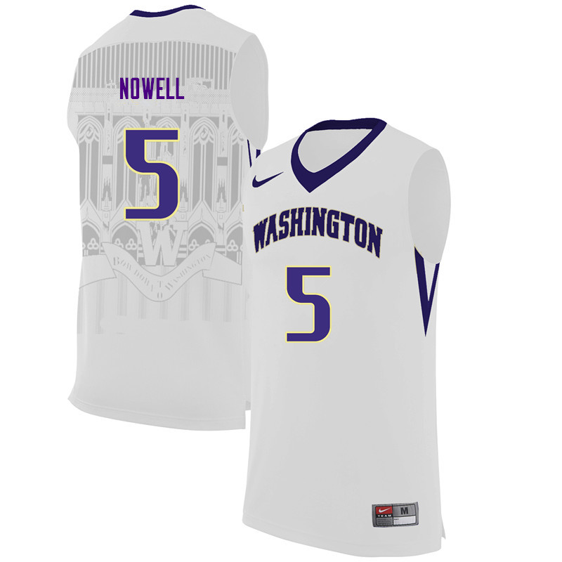 Men Washington Huskies #5 Jaylen Nowell College Basketball Jerseys Sale-White